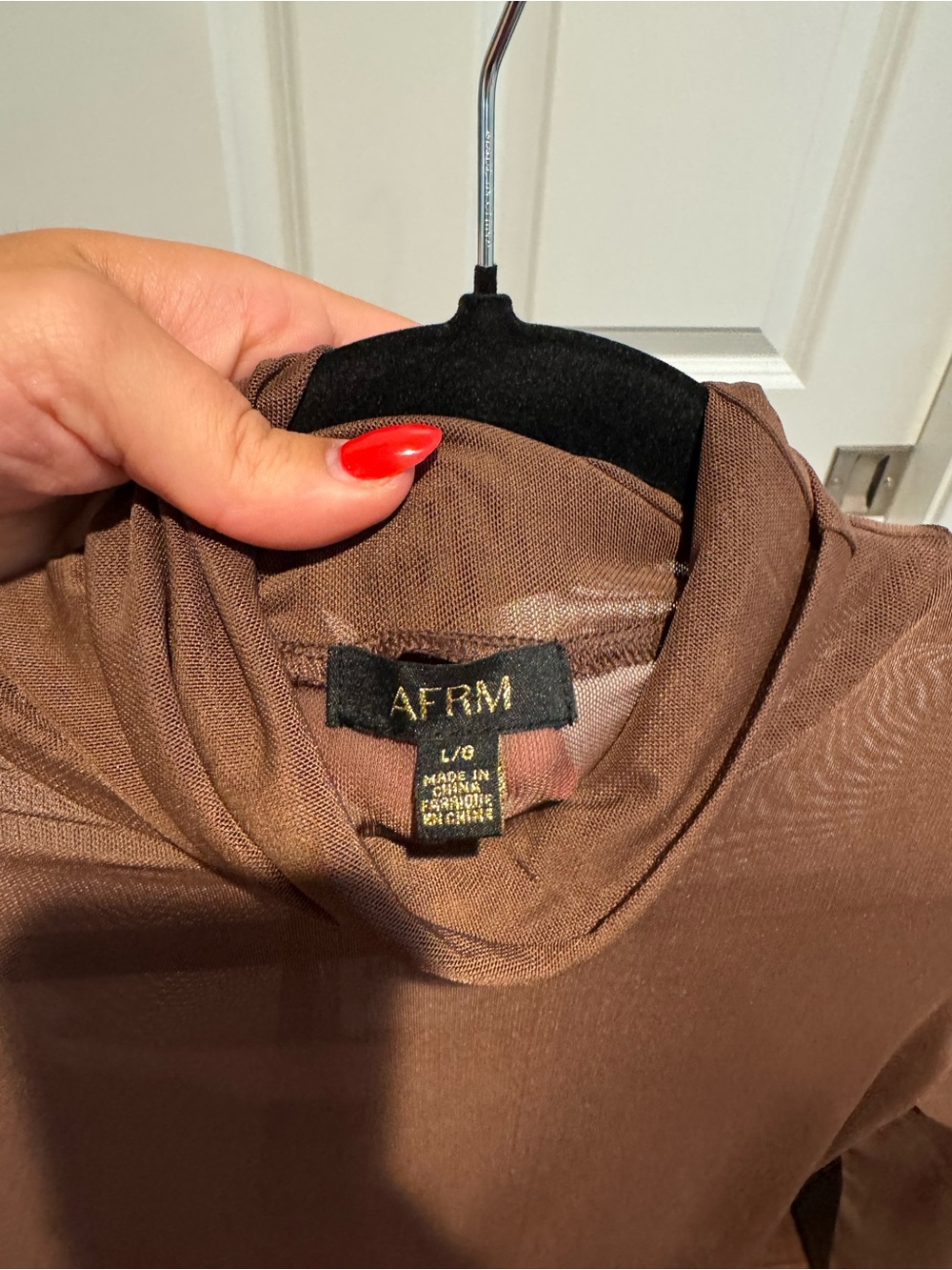 revolve Women’s Brown Long-Sleeve Mesh Swim Bodysuit NWT - Picture 5 of 5